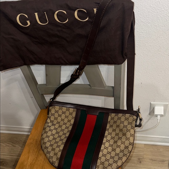 Gucci Brown Monogram crossbody Bag with Green & Red Web Stripe - Picture 14 of 14